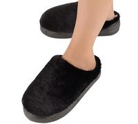 Generisch Zapatillas de estar por casa gruesas y cerradas en la parte trasera para el hogar, de un solo color, perfil antideslizante, agradables para la piel, zapatillas de invierno, cálidas, planas