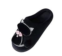 Generisch Zapatillas de estar por casa para mujer, con dibujos animados peludos, mantienen los zapatos calientes, zapatillas de estar por casa para mujer, Negro , 38 EU