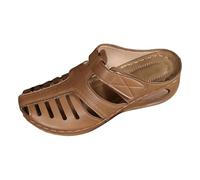 Generisch Zapatillas de estar por casa para mujer con estilo relajante. Diseño de puntera abierta con tacón de cuña para una comodidad veraniega y fácil de deslizar. 249, Braun2, 40 EU