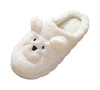 Generisch Zapatillas de estar por casa para mujer con suave pelo para acogedoras noches de invierno, diseño elegante con dibujos animados, Blanco, 37 EU