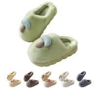 Generisch Zapatillas de estar por casa para mujer, de felpa, para invierno, divertidas, con forro cálido, antideslizantes, cómodas, suaves, cómodas, ligeras, de fieltro, verde, 36 EU