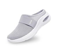 Generisch Zapatillas de estar por casa para mujer de primavera y verano de un solo color con puntera cubierta, antideslizantes, cómodas pantuflas de playa, gris, 40 EU