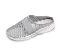 Generisch Zapatillas de estar por casa para mujer de primavera y verano de un solo color con puntera cubierta, antideslizantes, cómodas pantuflas de playa, Gris D, 38 EU