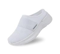 Generisch Zapatillas de estar por casa para mujer de primavera y verano de un solo color con puntera cubierta, antideslizantes, cómodas pantuflas de playa, D blanco., 43 EU