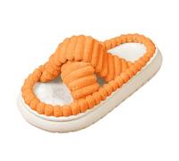 Generisch Zapatillas de estar por casa para mujer, para invierno, cálidas, cómodas, con plataforma abierta, para mujer, para interior y exterior, ropa informal, zapatos suaves, naranja, 43 EU