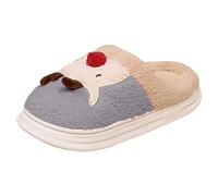 Generisch Zapatillas de estar por casa para mujer, para invierno, cálidas, para invierno, con estampado de cerebro, dibujos animados, de gran tamaño, cálidas, acolchadas, de, gris, 41 EU