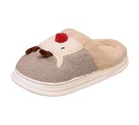 Generisch Zapatillas de estar por casa para mujer, para invierno, cálidas, para invierno, con estampado de cerebro, dibujos animados, de gran tamaño, cálidas, acolchadas, de, caqui, 37 EU