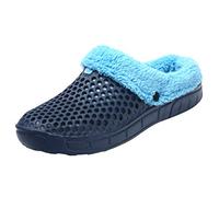 Generisch Zapatillas de estar por casa para mujer, pareja, hombre, invierno, zapatillas cálidas, antideslizantes, para interior y dormitorio, azul, 41 EU