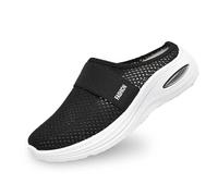 Generisch Zapatillas de estar por casa para mujer, primavera, verano, de malla, de color liso, con puntera cubierta, antideslizantes, cómodas, pantuflas de playa, Negro , 39 EU