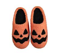 Generisch Zapatillas de estar por casa para mujer y hombre y mujer, calabaza, Halloween, otoño e invierno, parejas para casa, lindas historietas, suela gruesa, suela antideslizante, naranja, 45 EU