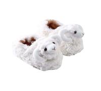 Generisch Zapatillas de estar por casa para niña, suaves, cálidas, antideslizantes, con talón cerrado, 3D, cabra, zapatos de invierno para niños y niñas, 01 blanco, 24 EU