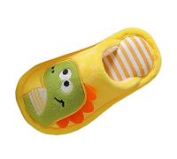 Generisch Zapatillas de estar por casa para niños, cálidas y cálidas, de dibujos animados, con diseño de dinosaurios, antideslizantes, suela suave, para niños, acogedoras y acogedoras, 03 amarillo, 28