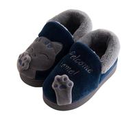 Generisch Zapatillas de estar por casa para niños, suaves, cálidas, antideslizantes, con talón cerrado, bonitas zapatillas para niños y niñas, para edades de 2 a 9, 03 azul oscuro., 24 EU
