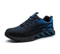 Generisch Zapatillas de hombre de alta calidad con puntera de acero resistentes y cómodas, zapatos de trabajo antideslizantes indestructibles para hombres, azul, 40 EU Ancho