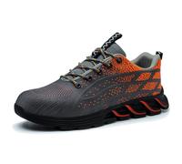 Generisch Zapatillas de hombre de alta calidad con puntera de acero resistentes y cómodas, zapatos de trabajo antideslizantes indestructibles para hombres, naranja, 39 EU Ancho