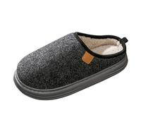 Generisch Zapatillas de invierno con suela gruesa para hombre, forro interior suave con suela antideslizante, ideal como calzado acogedor en tu propia casa, Negro , 46 EU