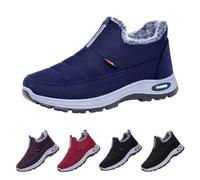 Generisch Zapatillas de invierno para hombre, forradas, cálidas, cómodas, ortopédicas, para correr, ligeras, antideslizantes, mullidas, zapatillas de mocasines descalzos, azul, 42 EU