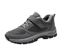 Generisch Zapatillas de invierno para hombre, forradas, zapatillas de invierno, deportivas, de trekking, antideslizantes, ligeras, de un solo color, cómodas, para exteriores, planas, suaves, gris, 42