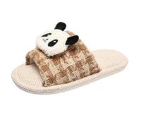 Generisch Zapatillas de lino transpirables de dibujos animados zapatillas de estar femeninas zapatillas de estar zapatillas fuera de la pareja zapatillas, marrón, 43 EU