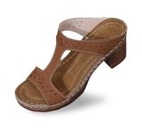 Generisch Zapatillas de moda para mujer, cómodas cuñas con punta abierta para ropa casual al aire libre y playa, perfectas para la temporada de verano, marrón, 37 EU