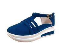 Generisch Zapatillas de Mujer Abiertas, Zapatillas Deportivas para Mujer, de Ante con Cierre de, Antideslizantes, Transpirables, cómodas, de Trekking, de Color sólido, cómodas, Azul, 39 EU