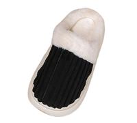 Generisch Zapatillas de mujer de algodón, modelos de pareja de moda, parte inferior plana, cómodas, cálidas, antideslizantes, ligeras, Negro , 41 EU