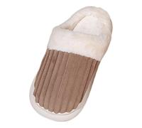 Generisch Zapatillas de mujer de algodón, modelos de pareja de moda, parte inferior plana, cómodas, cálidas, antideslizantes, ligeras, café, 37 EU