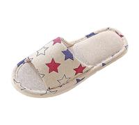 Generisch Zapatillas de mujer de lino con fondo de espuma para primavera piso de madera japonesa antideslizante de algodón, rojo, 37 EU