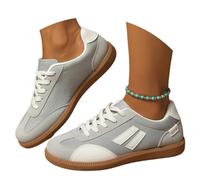 Generisch Zapatillas de mujer de piel blanca con plataforma elegantes doradas, zapatillas de deporte para mujer, estilo retro, suela de goma clásica, suela de goma clásica, antideslizantes, para el