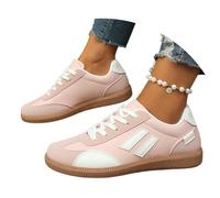 Generisch Zapatillas de mujer de piel blanca con plataforma elegantes doradas, zapatillas de deporte para mujer, estilo retro, suela de goma clásica, suela de goma antideslizante, para tiempo libre