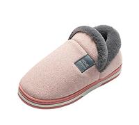 Generisch Zapatillas de mujer de un solo color,Zapatillas de tacón cerrado Ocio Cómodos Zapatos de sombrero,Pantuflas planas antideslizantes de algodón,Pantuflas de fieltro cálidas forradas con forro