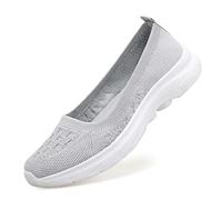 Generisch Zapatillas de mujer transpirables de punto para caminar, yoga, playa, escuela, fiesta y uso diario, gris, 40 EU Ancho