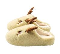 Generisch Zapatillas de Navidad para mujer, invierno, cálidas, pantuflas cerradas, forradas, Papá Noel, cozy casa, zapatos divertidos de invierno, verde, 40.5 EU