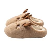 Generisch Zapatillas de Navidad para mujer, invierno, cálidas, pantuflas cerradas, forradas, Papá Noel, cozy casa, zapatos divertidos de invierno, café, 40.5 EU