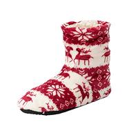 Generisch Zapatillas de Navidad para mujer, para invierno, para hombre, espuma viscoelástica, suaves, cerradas, de algodón, antideslizantes, cómodas, para exteriores/interiores, rojo, 40 EU