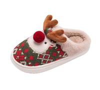 Generisch Zapatillas de Navidad para mujer, suaves, mullidas, cálidas, con suela gruesa antideslizante, pantuflas de fieltro, pantuflas para el hogar, cómodas de invierno, unisex, adorables cuernos de