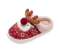 Generisch Zapatillas de Navidad para mujer, suaves, mullidas, cálidas, con suela gruesa antideslizante, pantuflas de fieltro, pantuflas para el hogar, cómodas de invierno, unisex, adorables cuernos de