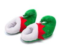 Generisch Zapatillas de Navidad zapatillas de elfo divertidas zapatillas de casa de Navidad suaves y cálidas lindas de felpa Santa Navidad Carnaval Cosplay disfraz accesorio medias rojo verde invierno