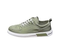 Generisch Zapatillas de ocio para hombre, planas, de tela, anchas, transpirables, ligeras, de un solo color, cómodas, con cordones, antideslizantes, para caminar, modernas, verde, 42 EU