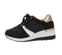 Generisch Zapatillas de ocio para mujer, zapatillas deportivas individuales para mujer, monocolor, antideslizante, plataforma, tacón de cuña, suelas gruesas informales, zapatillas blancas, Negro , 41