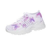 Generisch Zapatillas de plataforma transpirables de malla con cordones para caminar cómodamente todo el mundo, Blanco3, 42 EU