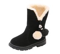 Generisch Zapatillas de princesa para bebé, con lazo, botines de algodón suave para invierno, botas de nieve, zapatos de gateo a la moda para aprender a caminar, Negro , 34 EU