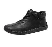 Generisch Zapatillas de senderismo para hombre, con cordones, para el tiempo libre, de trekking, antideslizantes, de cachemir de caña corta, botas retro de invierno, para caminar y zapatillas, Negro