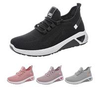 Generisch Zapatillas de senderismo para mujer, ligeras, antideslizantes, transpirables, con tacón de cuña, cómodas, suaves, para caminar, para el tiempo libre, Negro , 40 EU