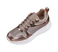 Generisch Zapatillas de talla grande en el extranjero: moda y estilo europeo, lentejuelas, zapatillas casuales planas únicas, dorado, 39 EU