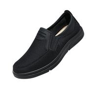 Generisch Zapatillas de tiempo libre para hombre Verano para personas mayores Tela de malla ligera plana Zapatos de salud Respirable sin cordones Mocasines Zapatillas cómodas Suela suave Zapatos de
