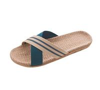 Generisch Zapatillas de verano para hombre, ligeras, zapatillas de verano para hombre, pantuflas traseras abiertas, sandalias de paja de lino, sandalias de punta abierta, pantuflas planas, zapatos de