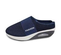 Generisch Zapatillas de verano para mujer de color liso con una fina malla en la puntera cómodas pantuflas de playa antideslizantes 179, azul oscuro, 36 EU