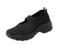 Generisch Zapatillas de verano para mujer, zapatillas de correr saludables y cómodas, suela gruesa, aumento invisible, zapatos de caminar, suaves y cómodos, para negocios y ocio, Negro , 37 EU