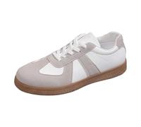 Generisch Zapatillas deportivas clásicas para mujer, diseño clásico, ajuste ancho, zapatos de patinaje planos, transpirables, de ante sintético, antideslizantes, suaves, Estilo W01 Gris, 38 EU